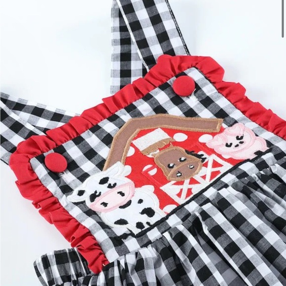 Robe Enfant Lil Cactus Cœur Rouge Et Blanc - Taille 4T Avec Empiècement Smocké